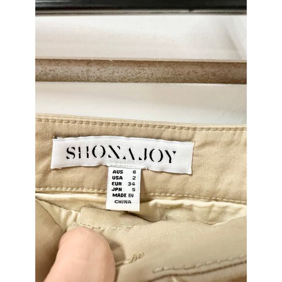 Shona Joy Sabato Cotton Blend Low Rise Micro Mini Skirt Khaki Beige Women's US 2 - Picture 3 of 5